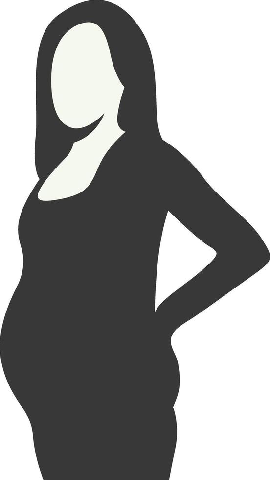 Pregnant Mom Silhouette with Flat Shape. Isolated on White Background vector
