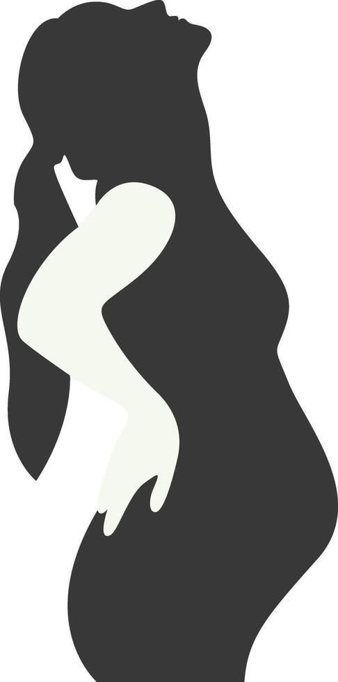 Pregnant Mom Silhouette in Flat Shape, Isolated on White Background, vector