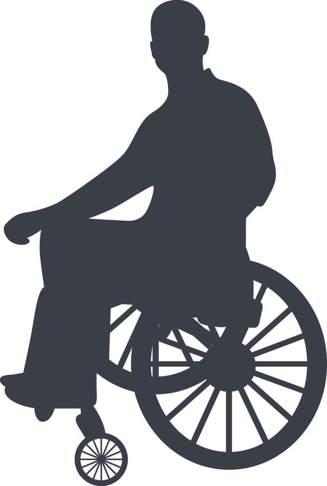 Silhouette of People Disability on Wheelchair, with Simple Design. vector
