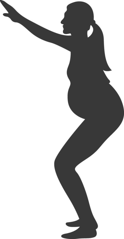 Pregnant Mom Silhouette in Cartoon Design. vector