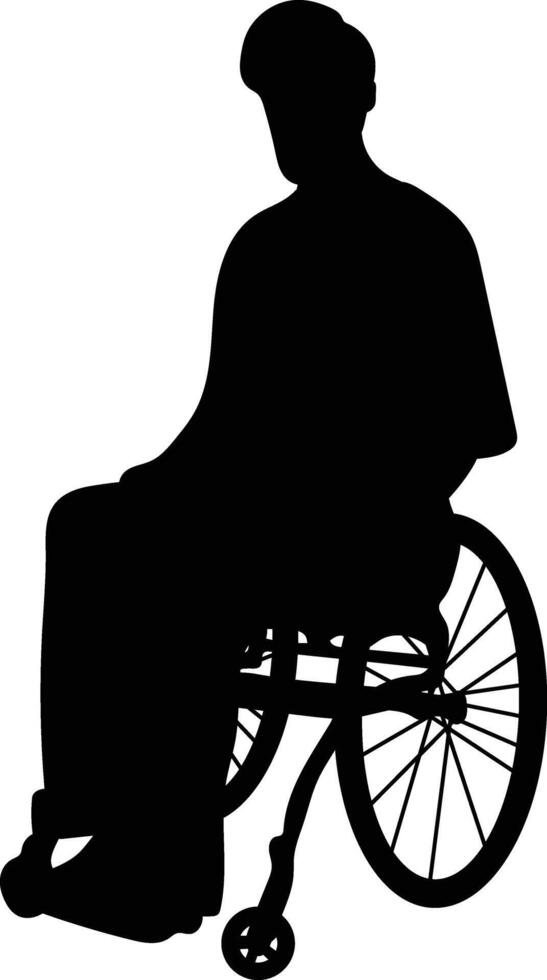 Silhouette of Disabled People in Wheelchair with Flat Design vector
