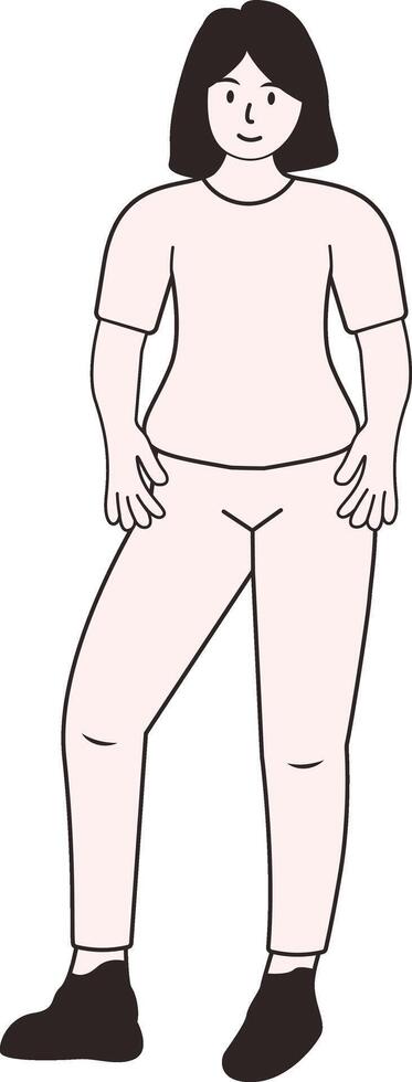 Woman Standing Position in Flat Design vector