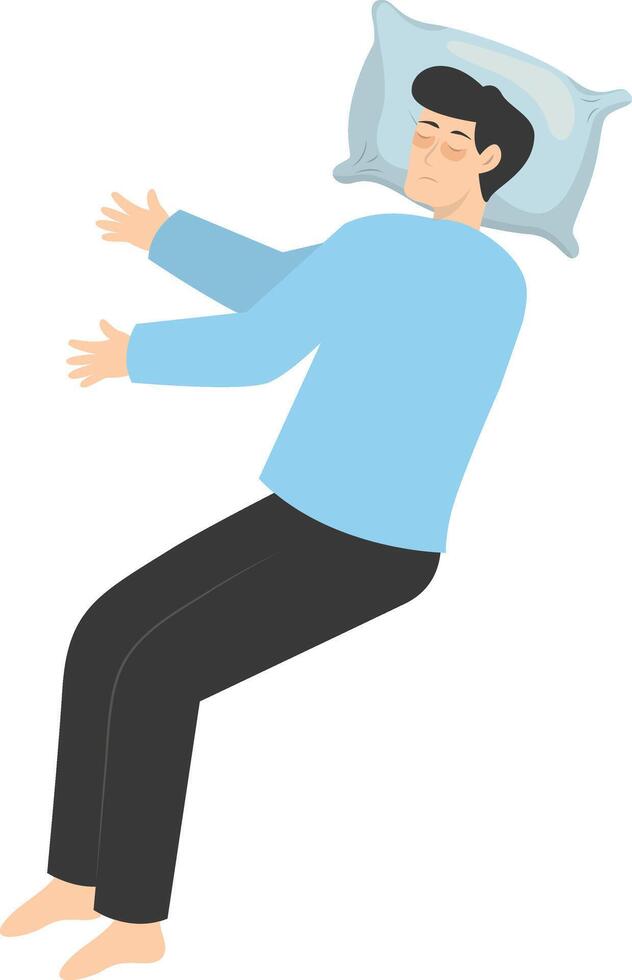 Illustration of Boy Sleeping Pose on Pillow Top, Isolated on White Background vector