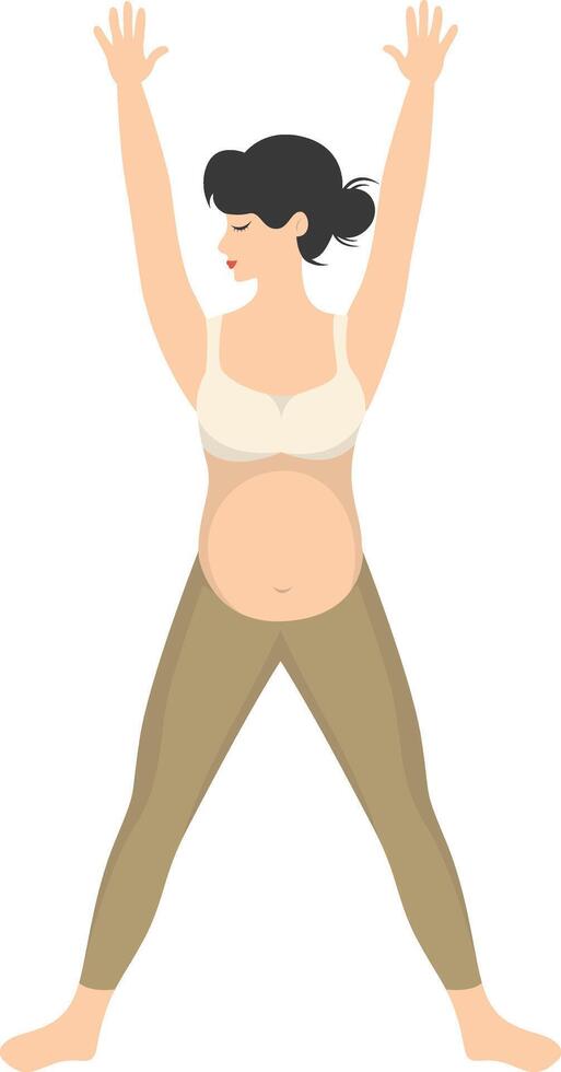 Pregnant Woman Doing Yoga Illustration in Simple Design. vector