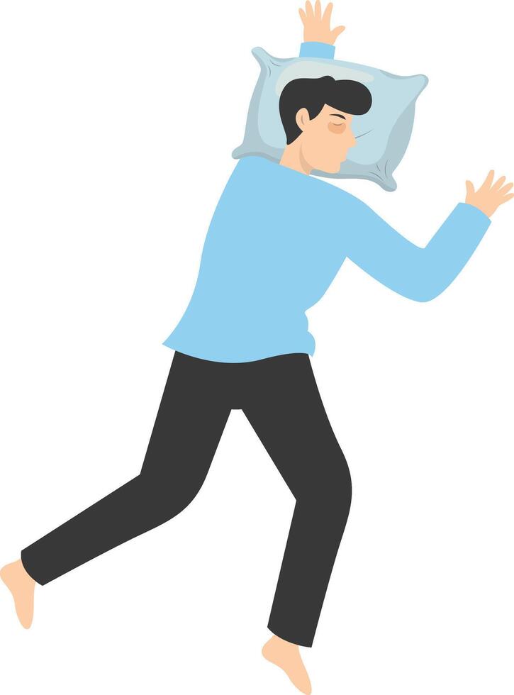 Illustration of Boy Sleeping Pose on Pillow Top, with Cartoon Design. vector