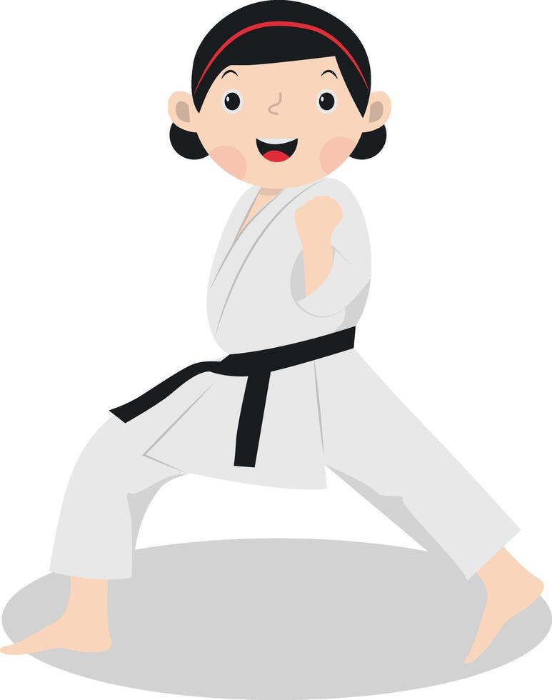 Karate Girl Character. vector