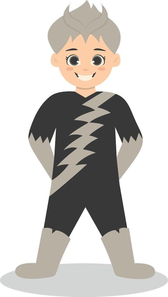 Children with Costume Superhero. Isolated Character in Flat Design. vector
