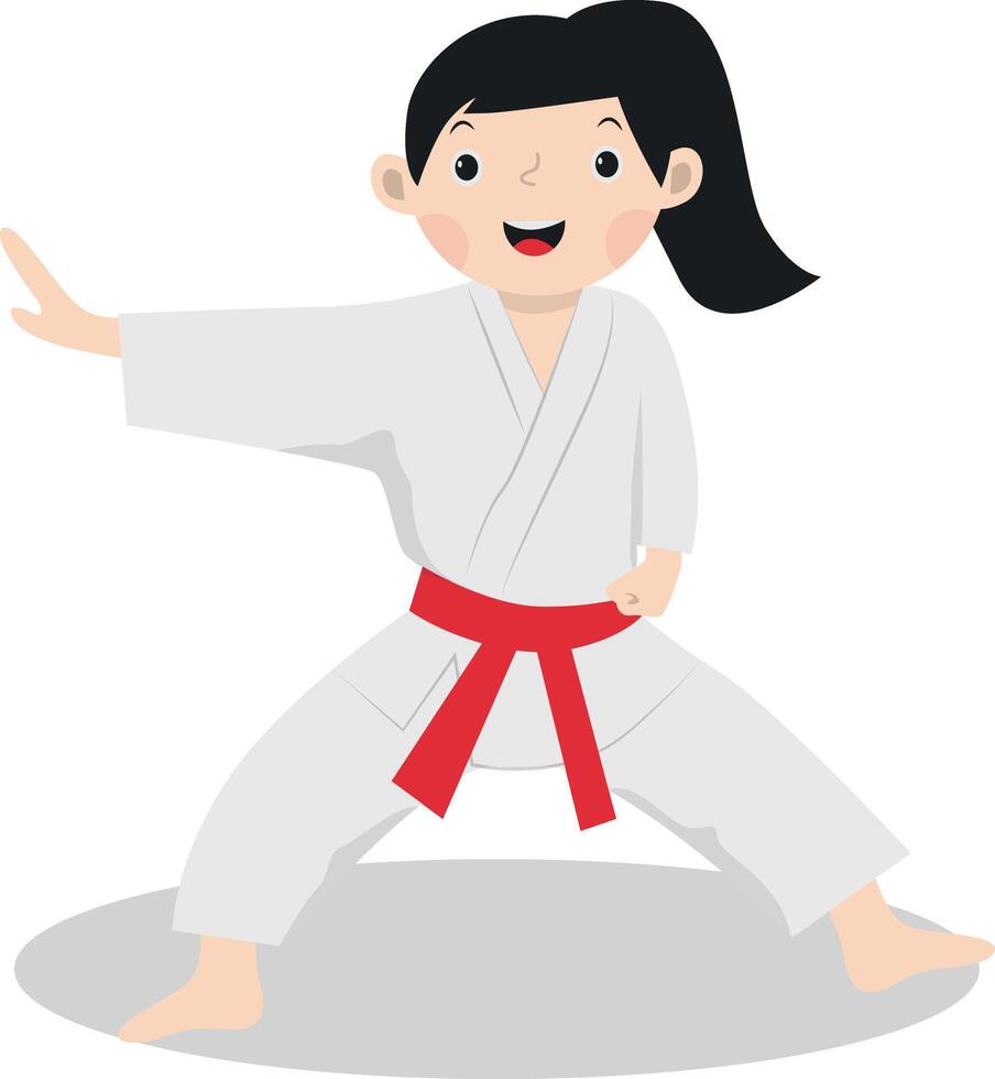 Karate Girl Character in Flat Design vector