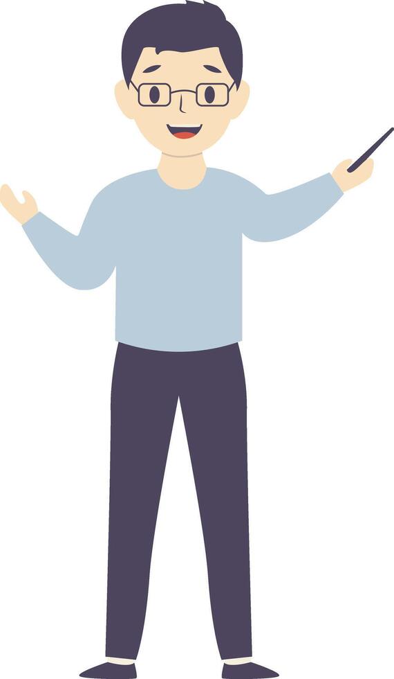 Man Teacher Profession in Flat Design. vector