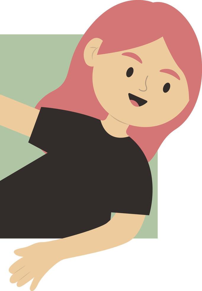 Happy Curious Woman Illustration Isolated on White Background. vector