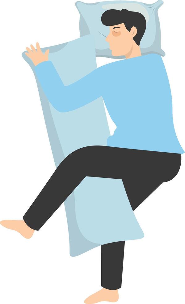 Illustration of Boy Sleeping Pose in Flat Design. vector