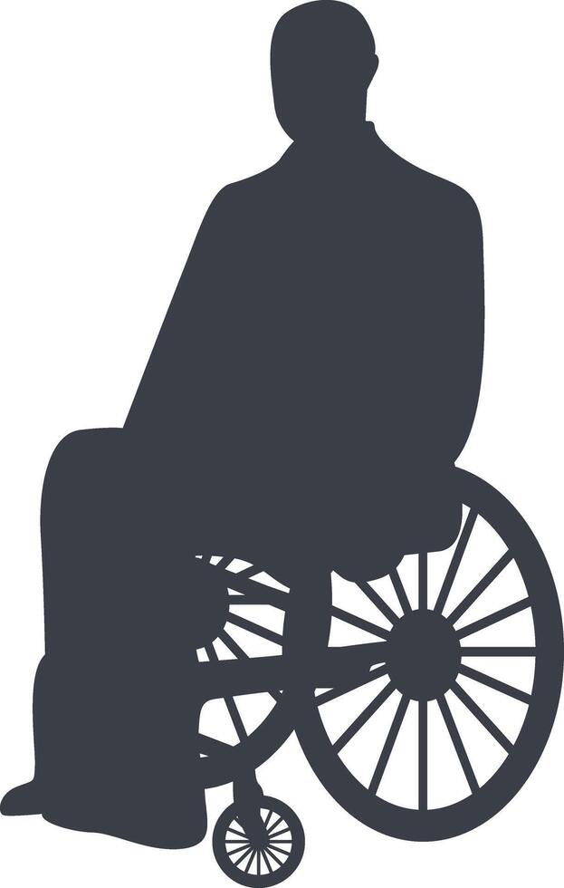 Silhouette of People Disability on Wheelchair, Isolated on White Background. vector