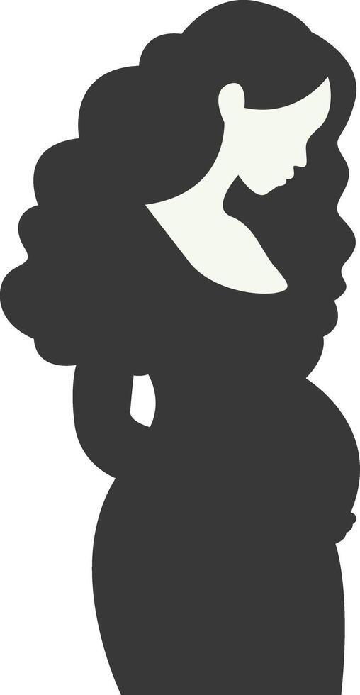 Pregnant Mom Silhouette in Flat Shape, Isolated on White Background vector