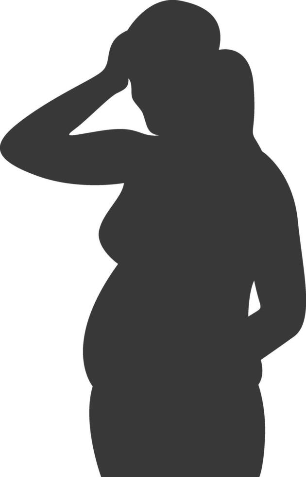 Pregnant Mom Silhouette in Cartoon Shape. vector