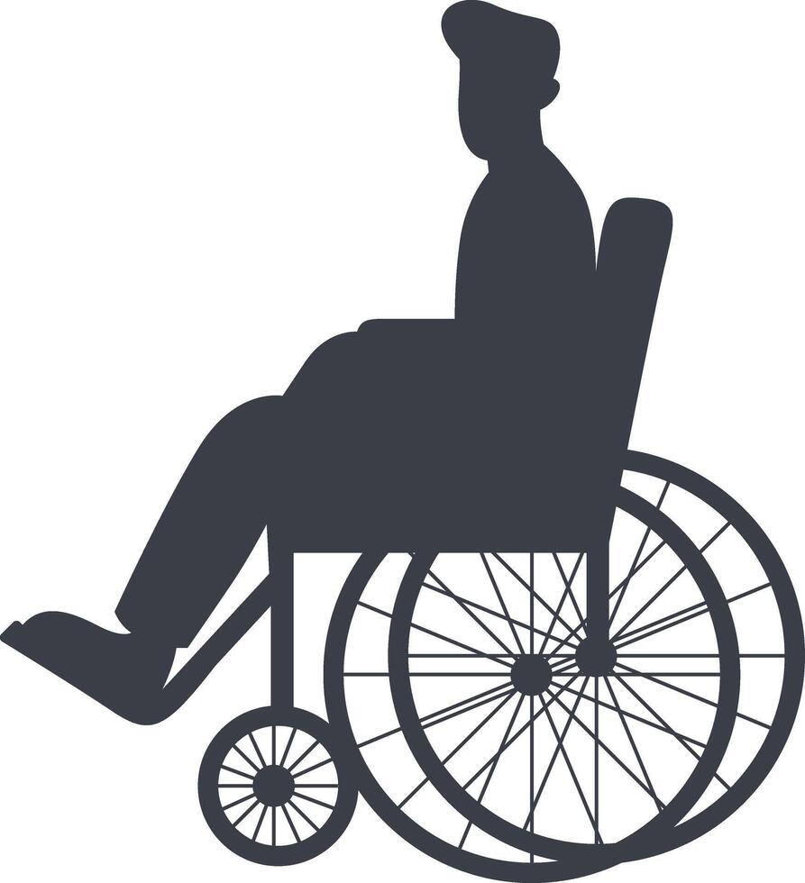 Silhouette of People Disability on Wheelchair. Isolated on White Background vector