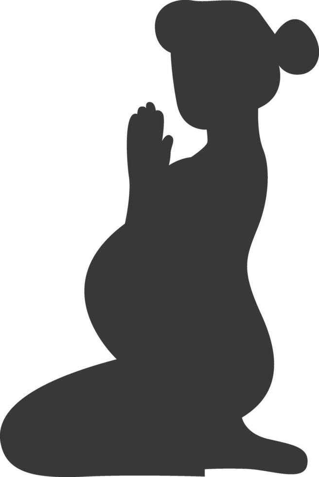 Pregnant Mom Silhouette with Flat Design. Isolated on White Background, vector