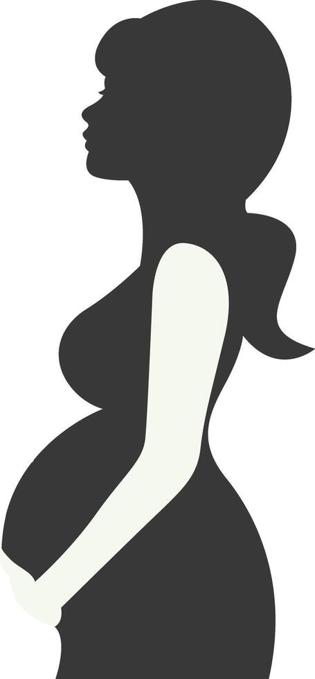 Pregnant Mom Silhouette in Cartoon Style, vector