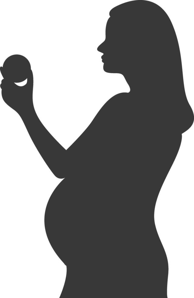 Pregnant Mom Silhouette with Cartoon Design vector