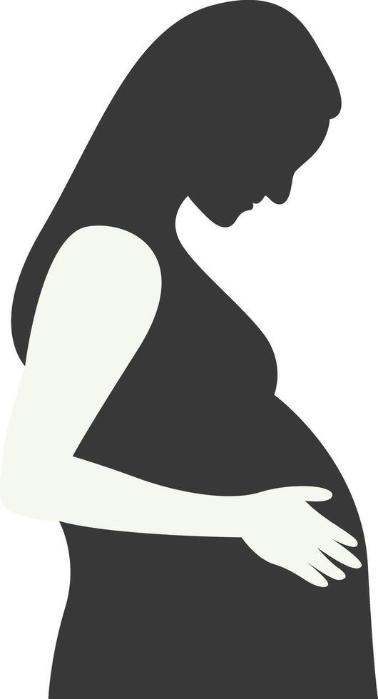 Pregnant Mom Silhouette with Cartoon Style vector