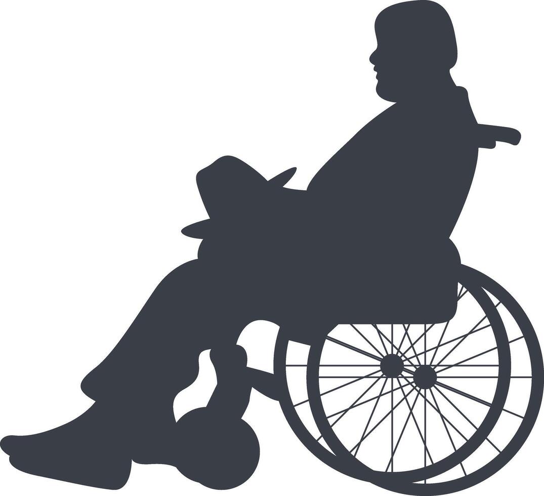 Silhouette of People Disability on Wheelchair, in Simple Shape. vector