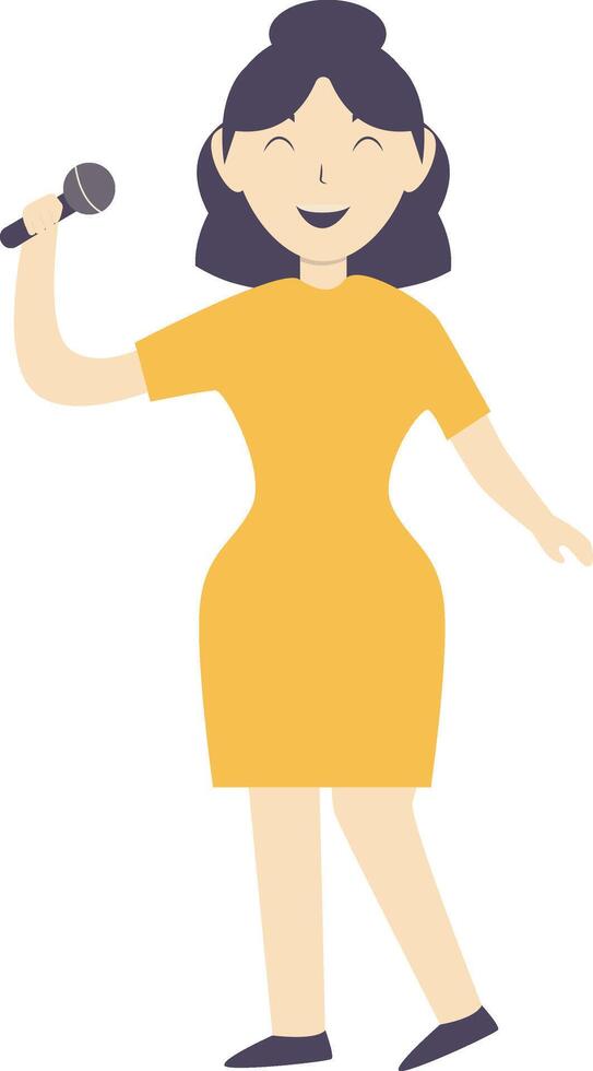 Woman Singer Profession with Yellow Dress vector