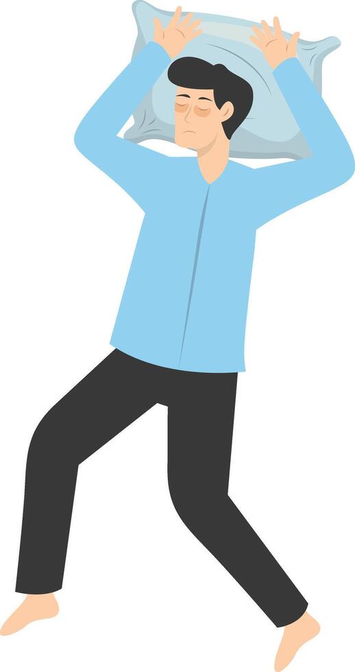 Illustration of Boy Sleeping Pose on Pillow Top. with Cartoon Design. vector