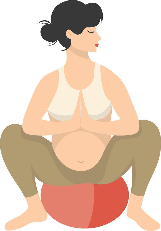Pregnant Woman Doing Yoga Illustration with Simple Shape. vector
