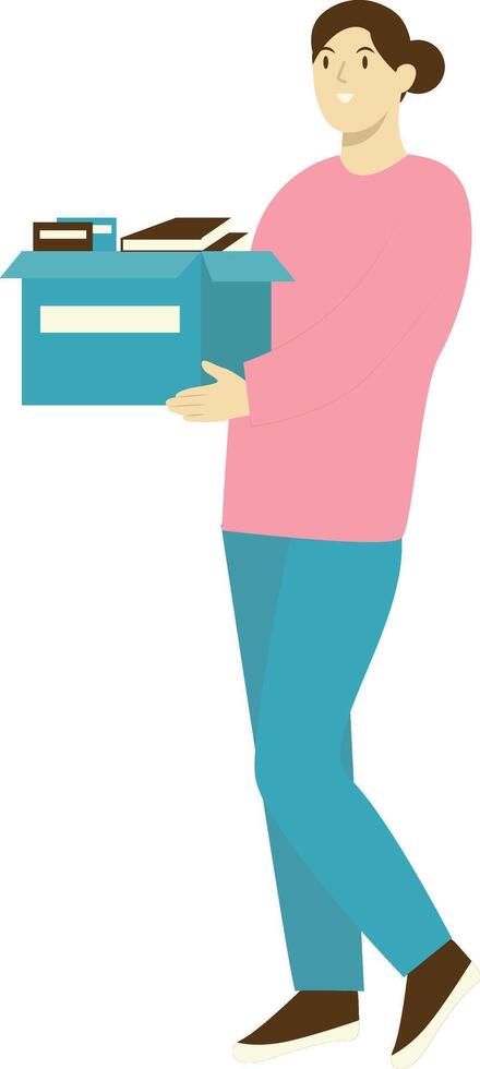 Female Volunteers Character in Flat Design. vector