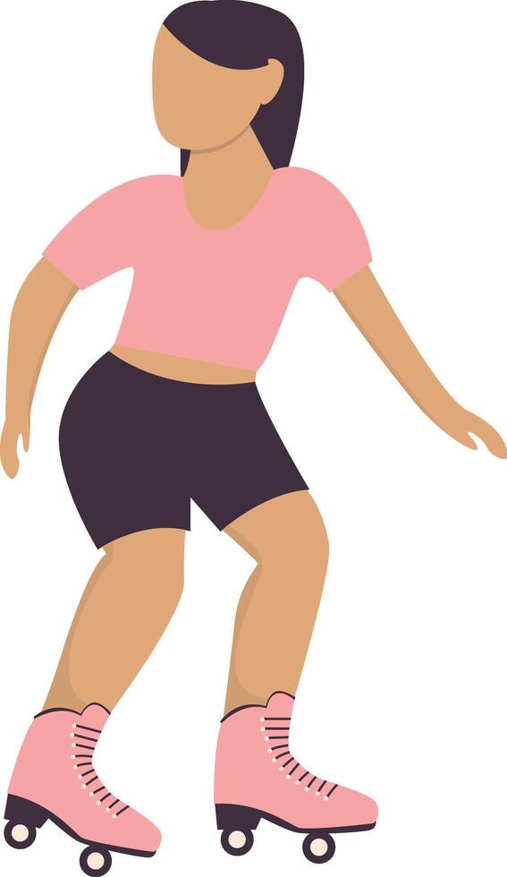 Girl Playing Roller Skate with Pink Sportswear vector