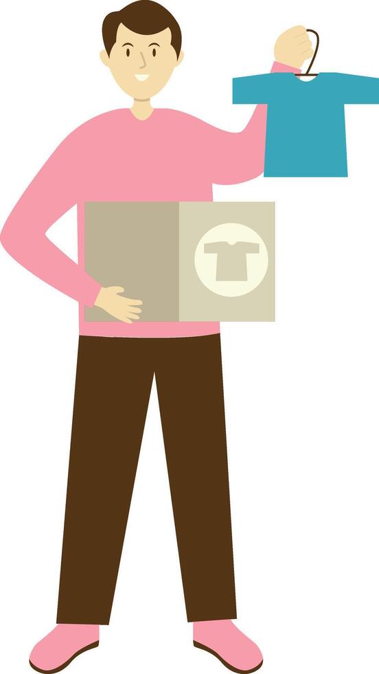 Male Volunteers Character in Flat Design. vector
