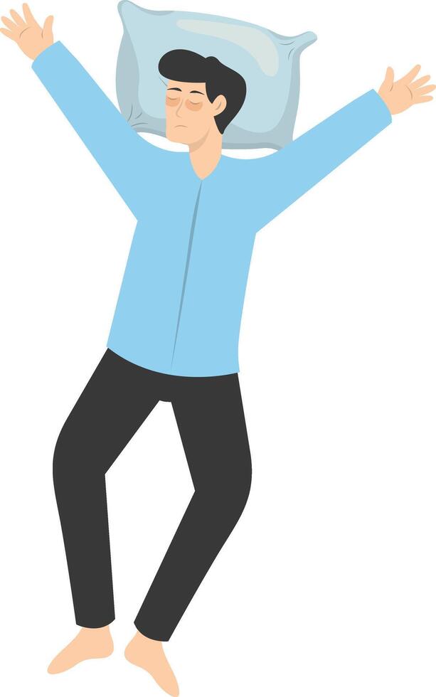 Illustration of Boy Sleeping Pose on Pillow Top. in Flat Design vector