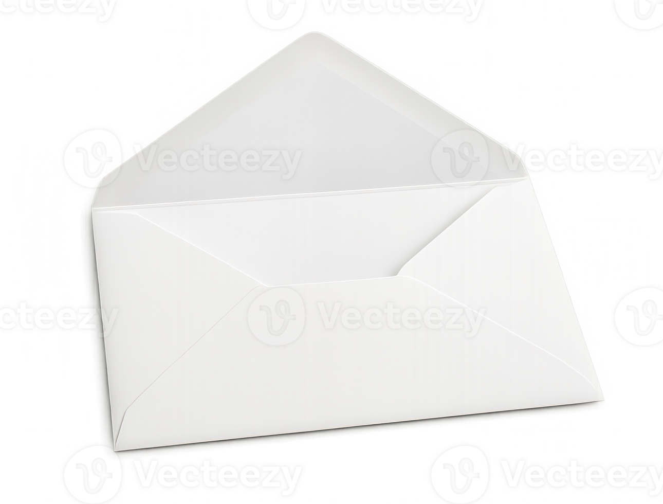 White Open Envelope Displaying Interior on Transparent Background png