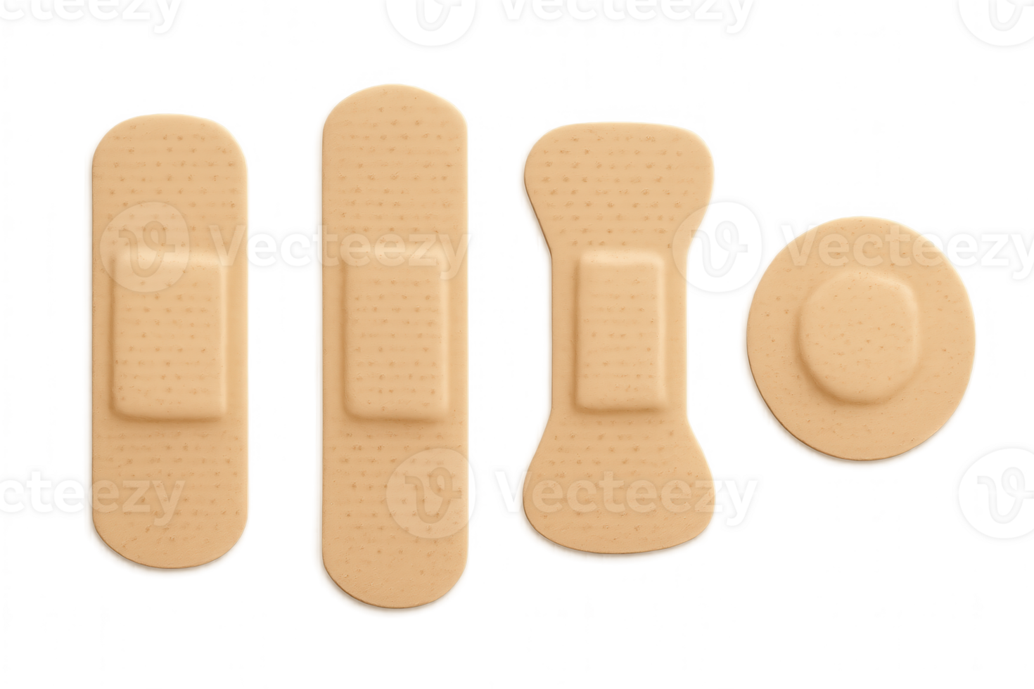 Set of Different Shapes Adhesive Bandages on Transparent Background png