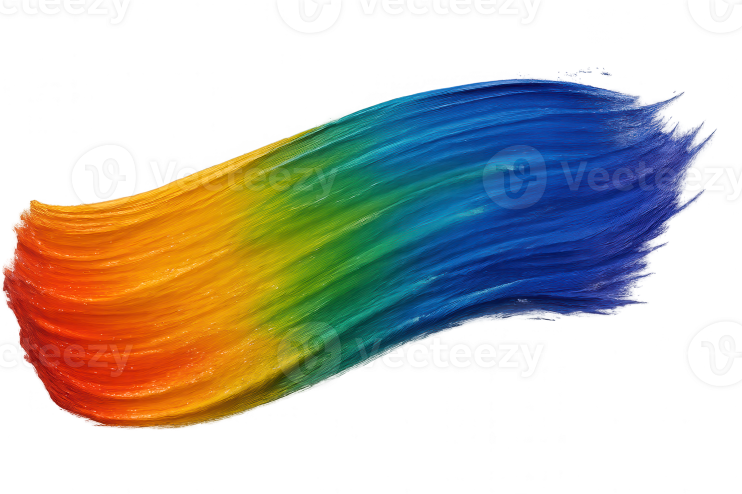 Vibrant rainbow paint stroke forming a colorful arch on transparent background png