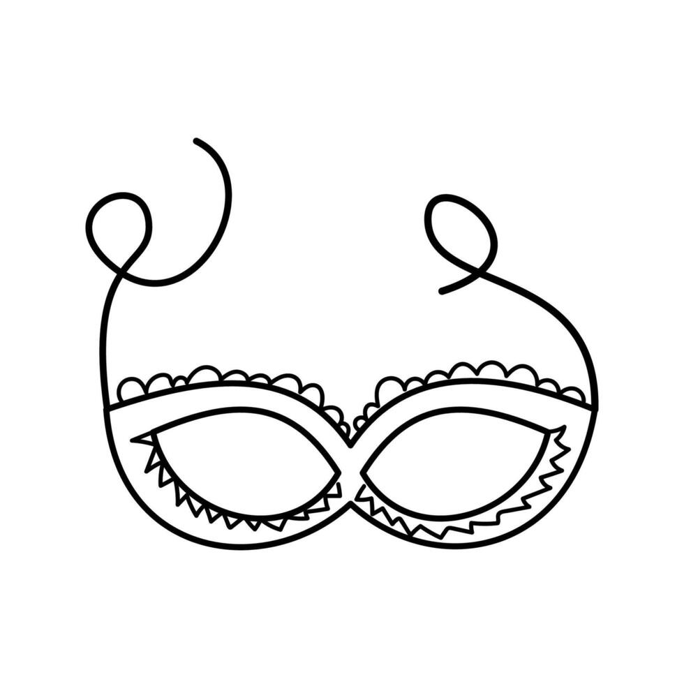 Decorative party mask, symbolizing masquerade-style fun. Line Art Style Icon Illustration vector