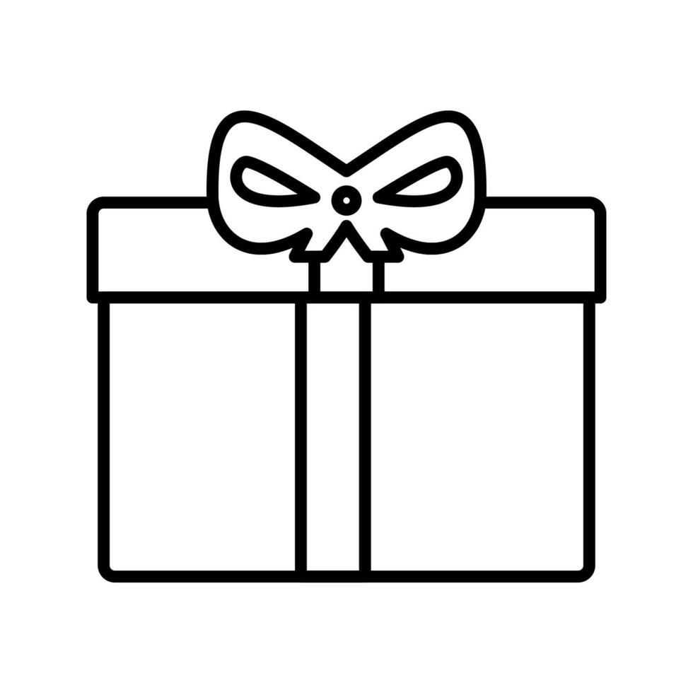 Gift Box Outline style, square present box with ribbon, great for celebration graphics, gift-related promotions, or invitations. vector