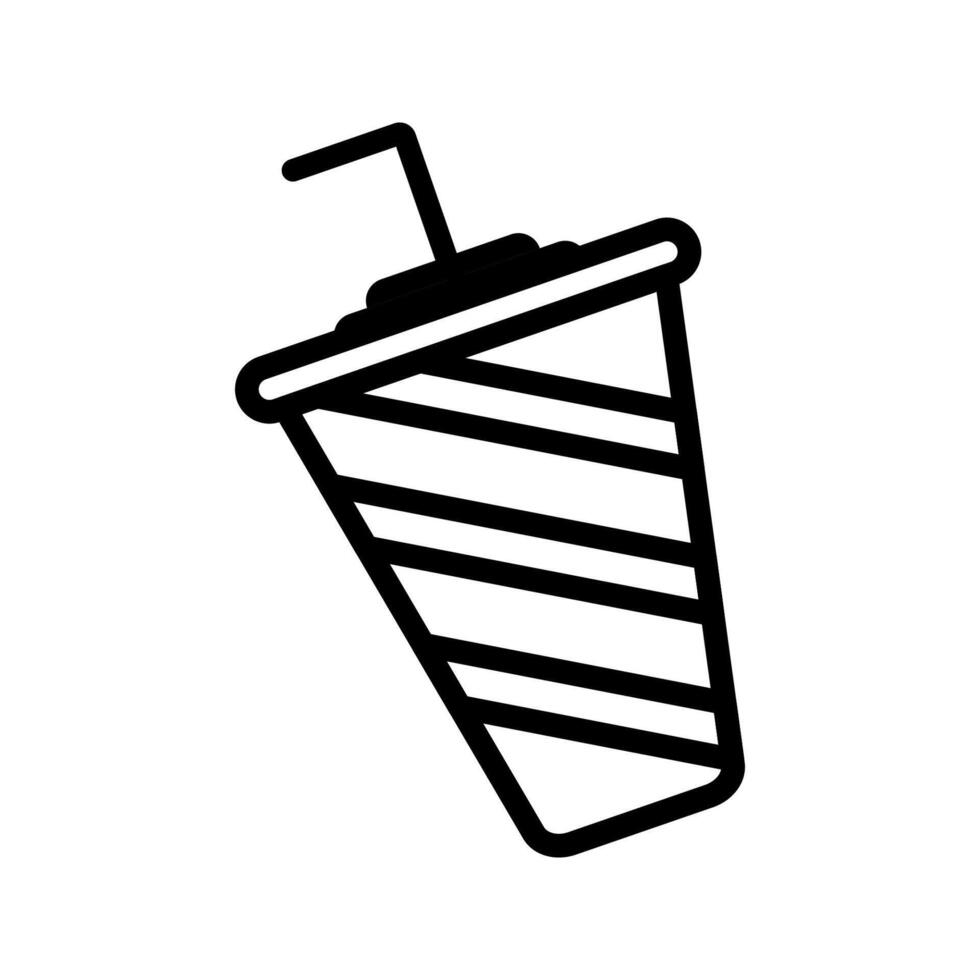 Drink Cup Stripe Outline style, striped cold drink cup with straw, useful in birthday party flyers, menus, or summer celebration designs. vector