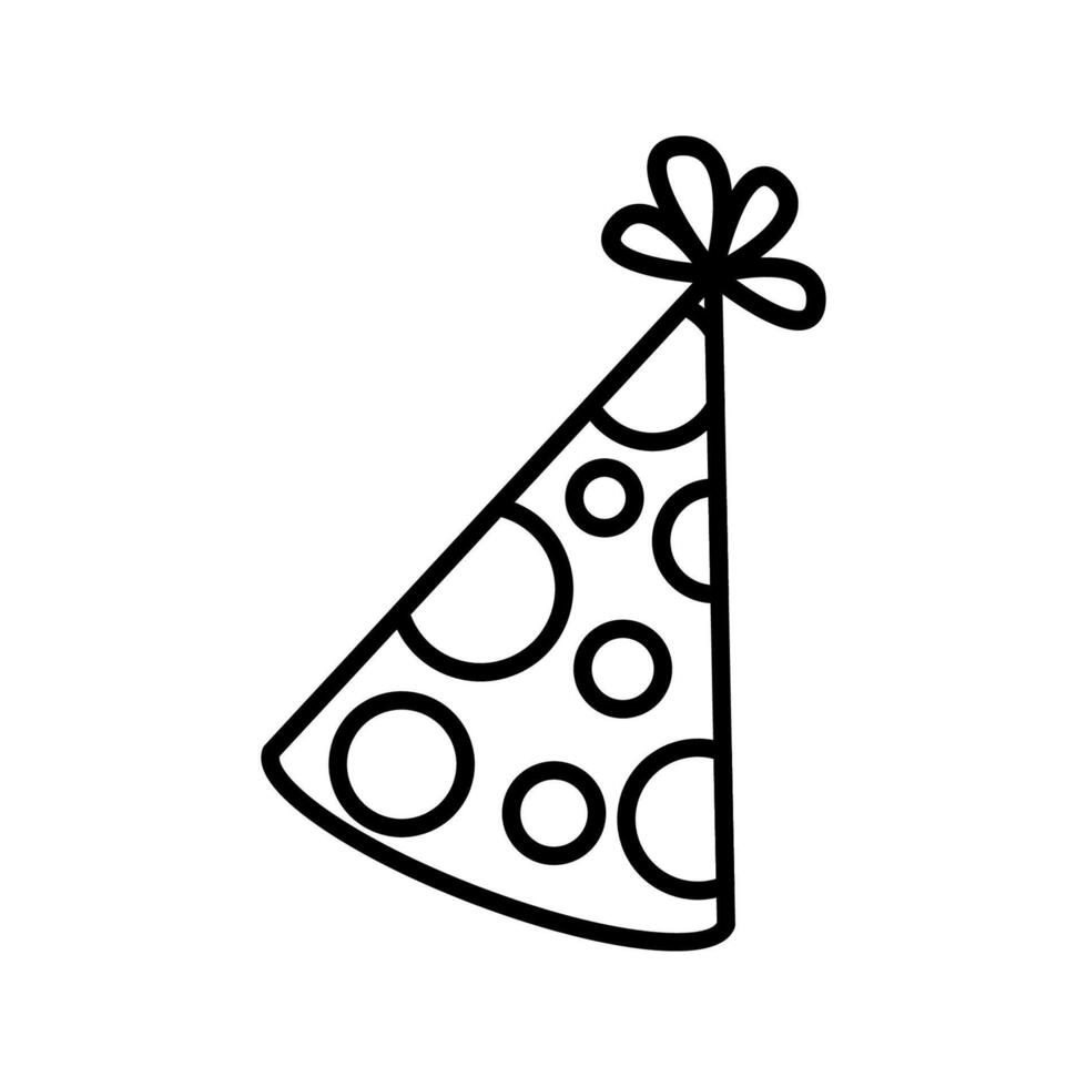 Party Hat Dot Outline style, dotted party hat, great for kid birthday cards, event banners, and party invites. vector