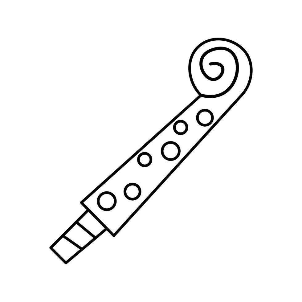 Striped party horn, symbolizing fun and excitement at parties. Line Art Style Icon Illustration vector
