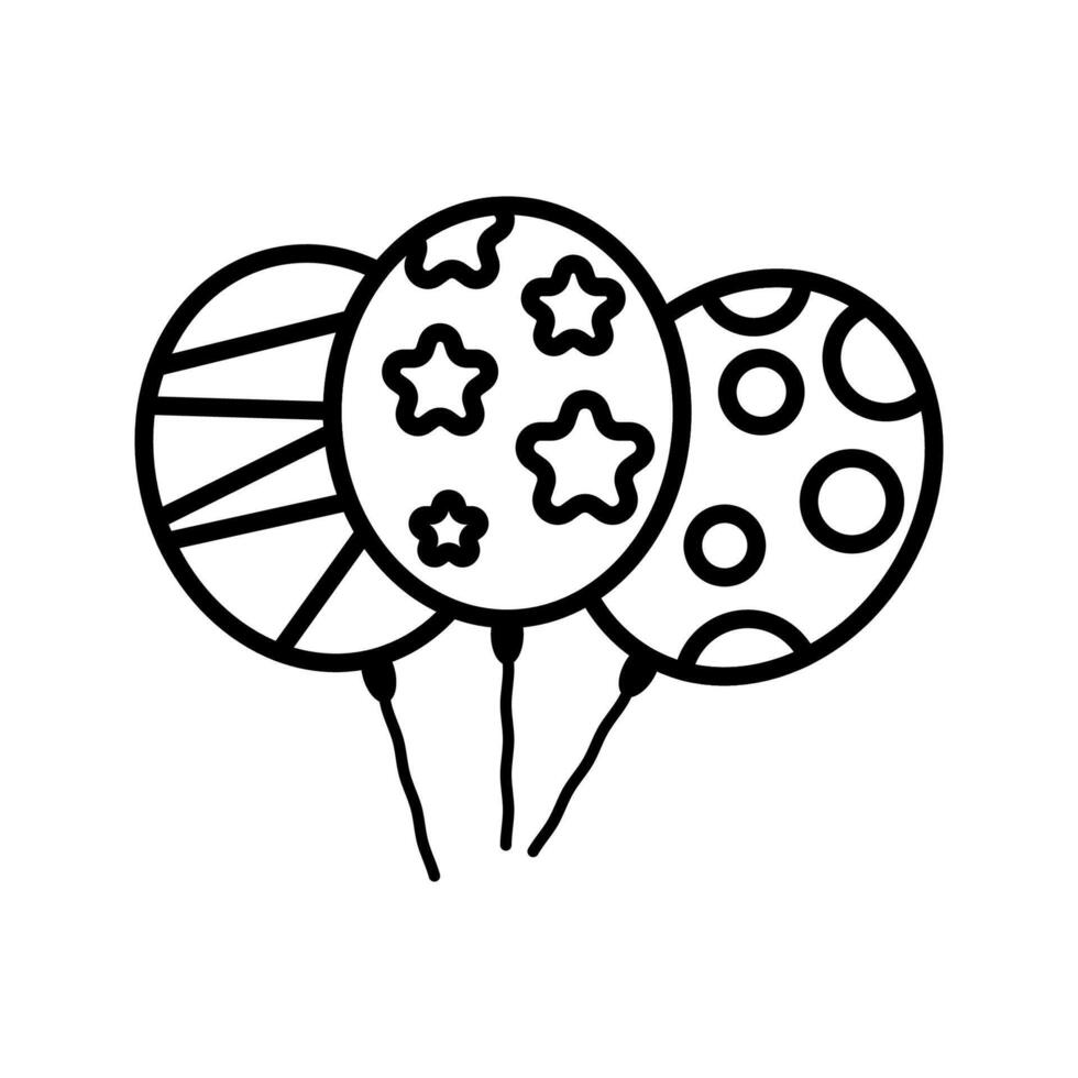 Balloons Cluster Outline style, a group of three party balloons, useful in celebration invitations, posters, and event graphics. vector