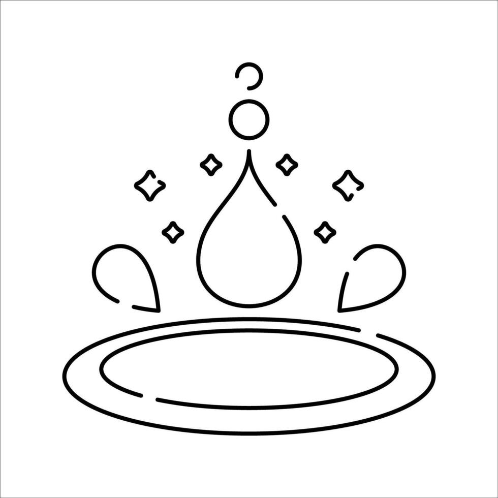 Water Drop Icon Outline style, large drop with splash elements symbolizing clean water and conservation, great for eco posters and awareness campaigns. vector