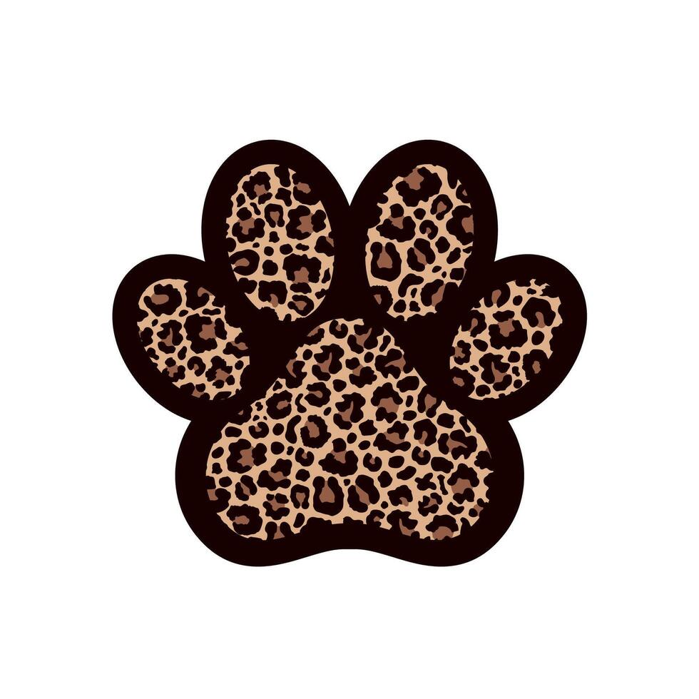 Paw print filled with leopard pattern. vector
