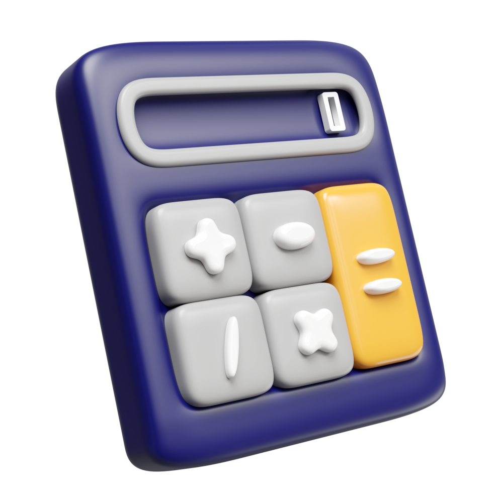 3d cartoon calculator icon for accounting finance isolated. minimal concept 3d render illustration png