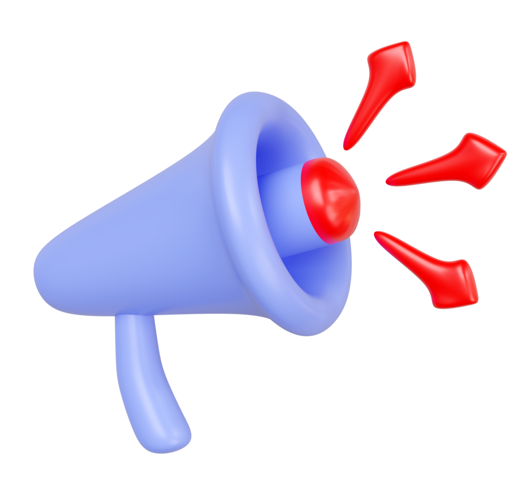 3d cartoon hand speaker, megaphone with arrow graph isolated. announce promotion news for social media networks, online marketing shopping concept, 3d render illustration png