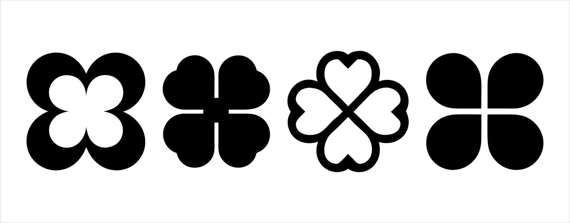 Four Leaf Clover Collection, Minimalist Icons vector