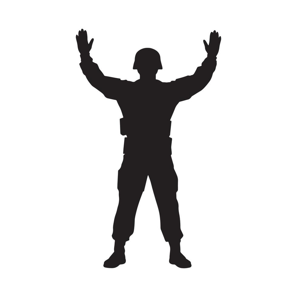 Minimalist Soldier Silhouette on White Background vector