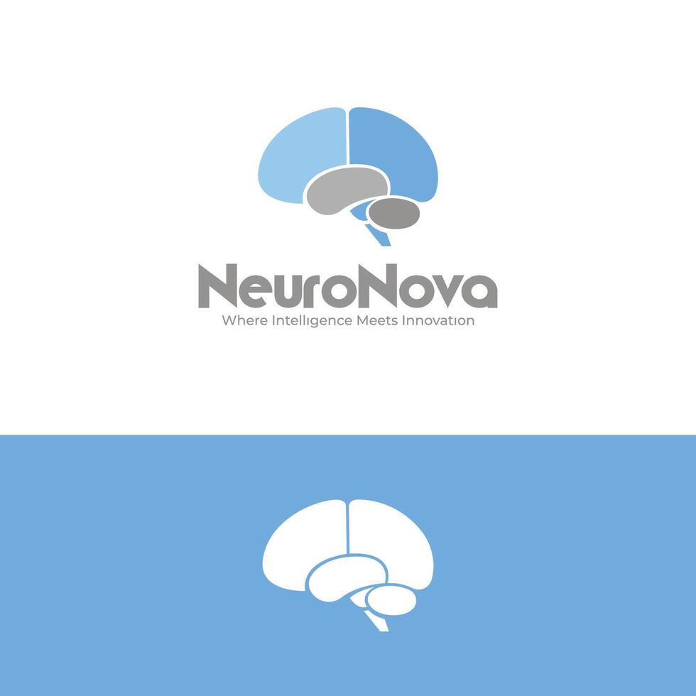 Minimal Brain Icon for Tech company logo vector