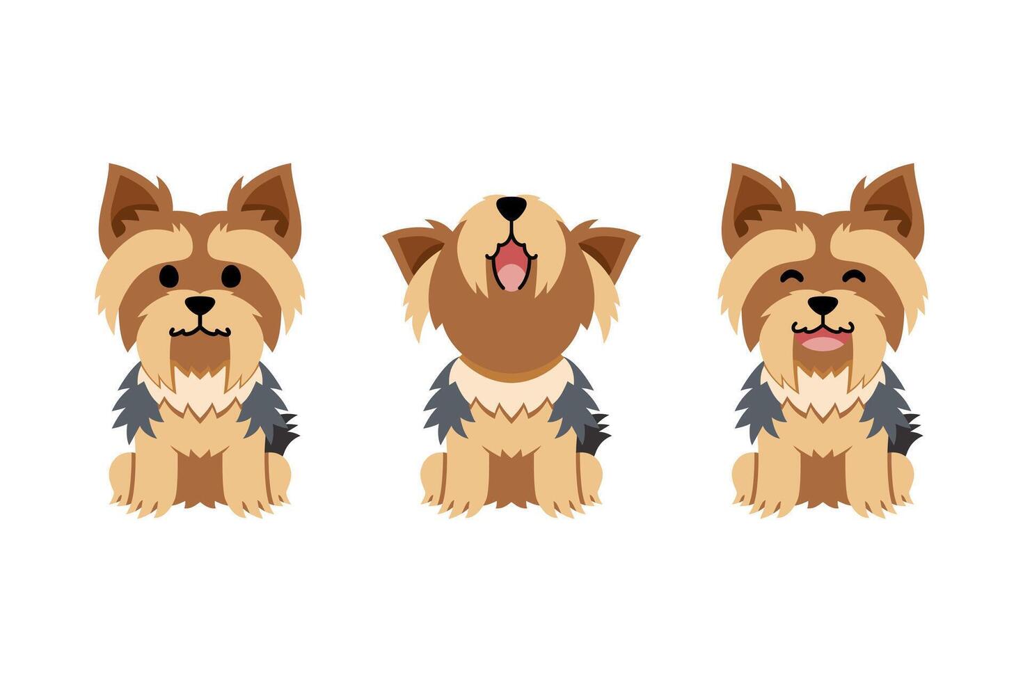 Cute Yorkshire Terrier Cartoon Set vector