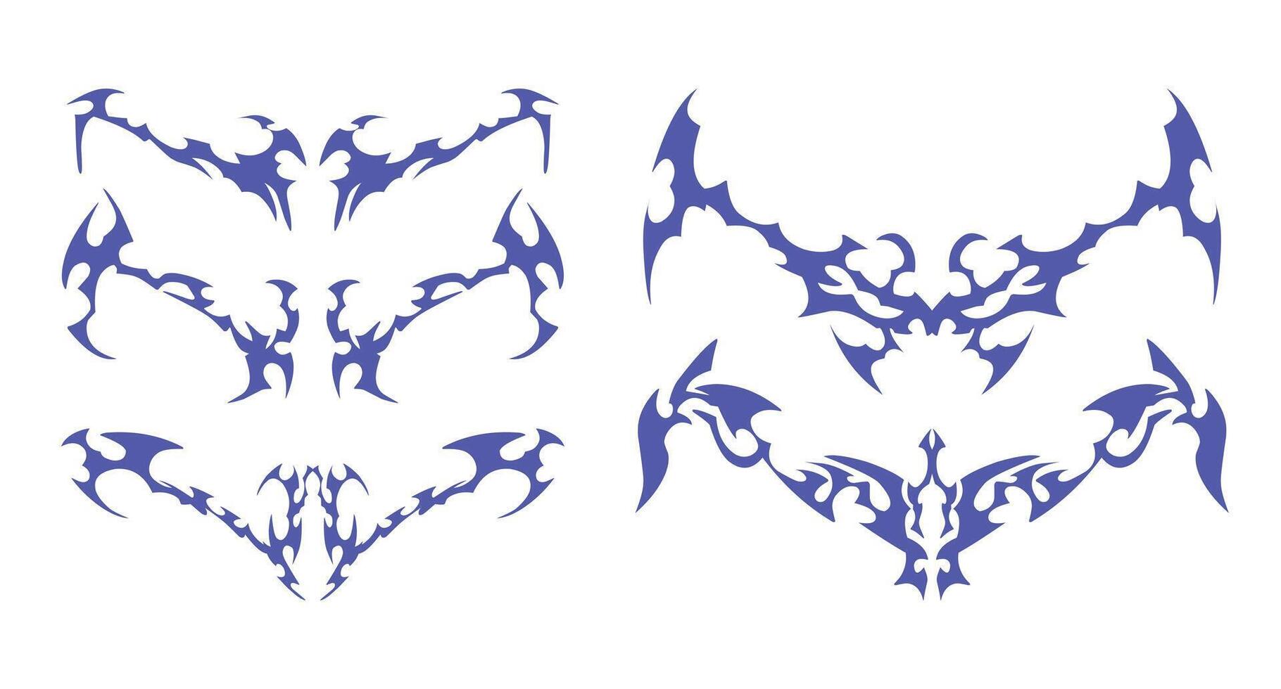 Graphic Element Array with Sharp Edges - A unique set of tribal shapes suitable for various design needs. vector