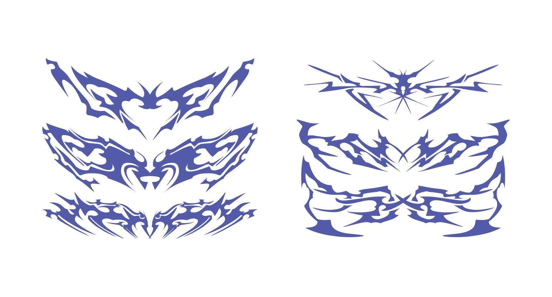 Symmetrical Design Assortment with Edgy Forms - Great for creative tattoo designs, graphic projects, or branding. vector